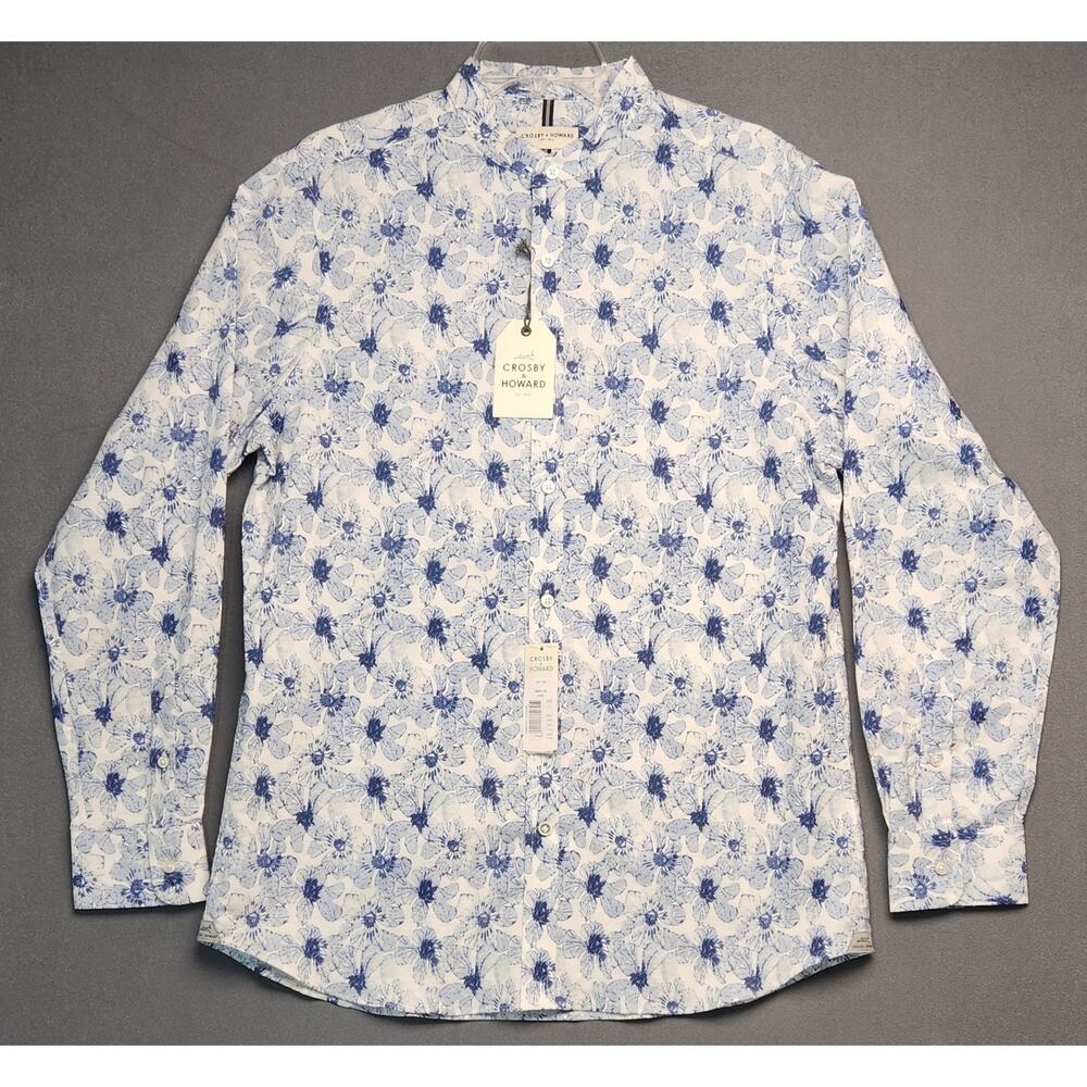 NEW Crosby & Howard Mens Size Large Long Sleeve Button-up Blue Floral‎ Print